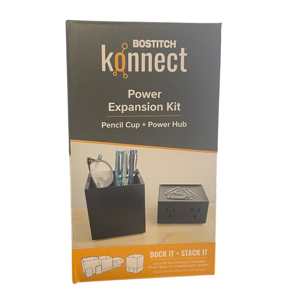 Konnect Stackable Desk Organizer + Charging Power Expansion Kit  Plastic Black - Picture 5 of 8